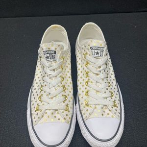 Converse All Star Gold Poka Dots Low Cut Size 8 Womens Size 6 Mens